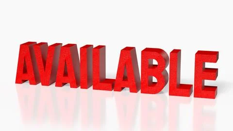 Red Available Text On Clean Minimal Background 3d render. Stock Illustration