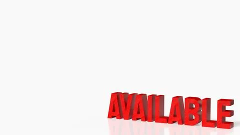 Red Available Text On Clean Minimal Background 3d render. Stock Illustration