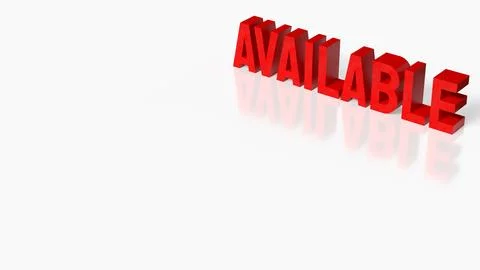 Red Available Text On Clean Minimal Background 3d render. Stock Illustration