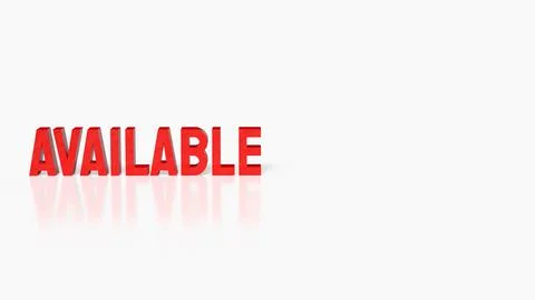 Red Available Text On Clean Minimal Background 3d render. Stock Illustration