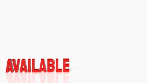 Red Available Text On Clean Minimal Background 3d render. Stock Illustration