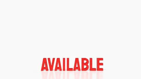 Red Available Text On Clean Minimal Background 3d render. Illustrazione stock