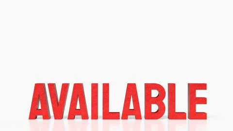 Red Available Text On Clean Minimal Background 3d render. Stock Illustration