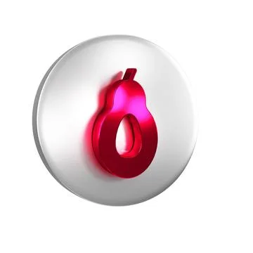 Red Avocado fruit icon isolated on transparent background. Silver circle bu.. Stock Illustration