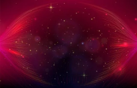 Red award vector background with wave lines on the sides and golden glitter Stock Illustration