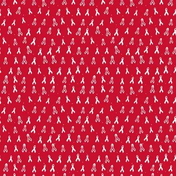 Red awareness ribbon seamless pattern, white ribbons on red background Stock Illustration