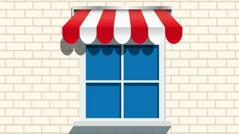 Red awning on window. Animated illustration Stock Footage 169453765