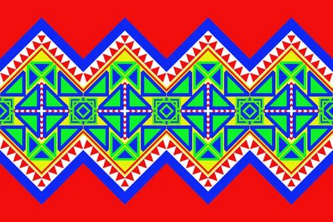 Red aztec geometric fabric pattern Stock Illustration