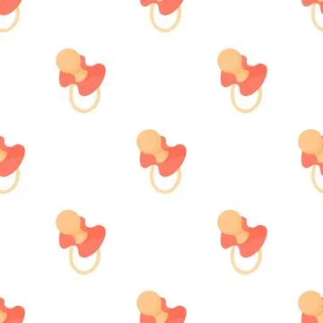 Red baby pacifier pattern seamless vector Stock Illustration