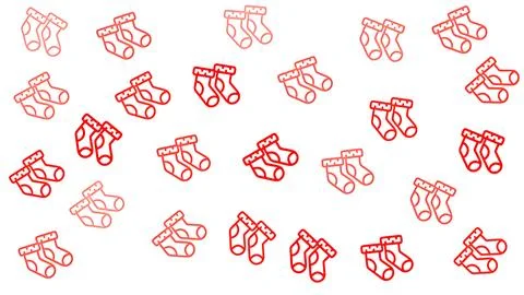 Red baby socks seamless pattern on white background, cute minimalist winter.. Stock Illustration