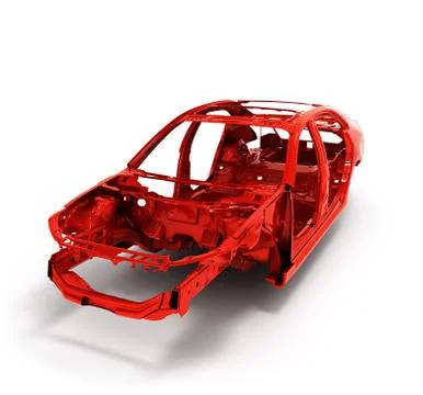 Red back body car with no wheel 3d illustration 스톡 일러스트