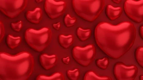 Red background with 3D hearts for Valentine's Day Illustrazione stock