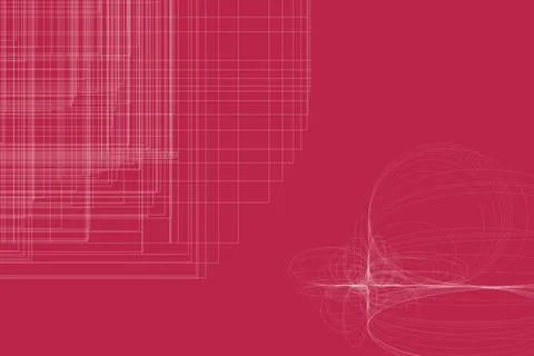 Red background with abstract lines and circles. Vector pattern Illustrazione stock