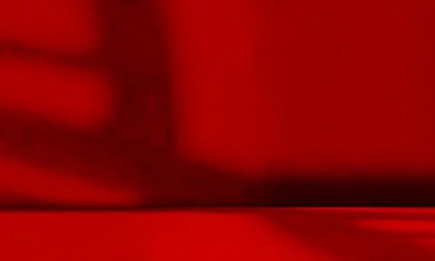 Red Background Abstract Shadow Leaf Black Gradient Pastel Studio Room Stock Illustration