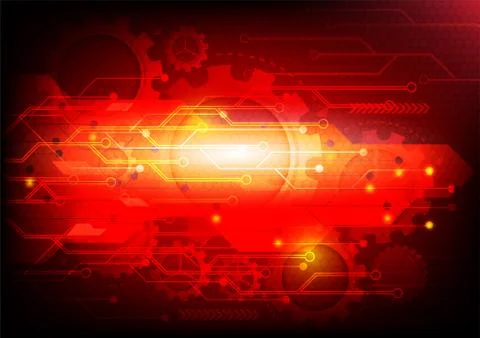 Red background and gears abstract technology. vector illustration Stock Illustration
