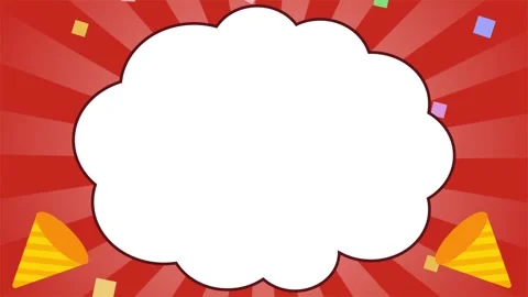 Red background animation with cracker and sunburst concentration lines Stock Footage 254456490