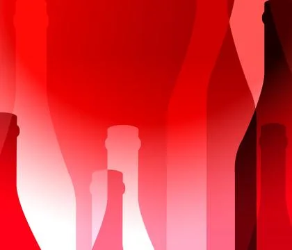 Red background with bottles Ilustración de archivo