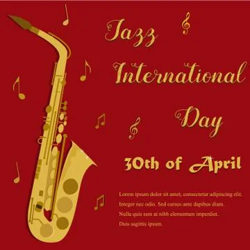 Red background with bright saxophone Stock Illustration
