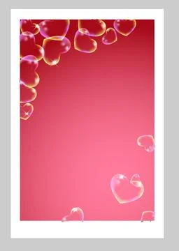 Red background with a bunch of soap hearts floating in the air. Stock Illustration