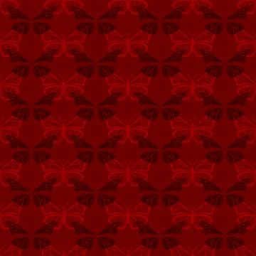 Red background with butterflies 库存插图