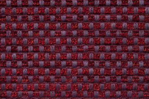 Red background from checkered pattern textile. Structure of wicker fabric mac Stock Photos