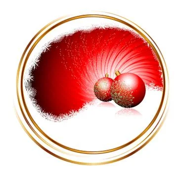 Red background with christmas balls, vector illustration Stock Illustration