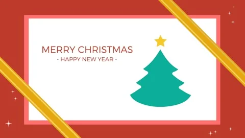 Red background, christmas gift. Animated illustration with copy space Stock Footage 218369754