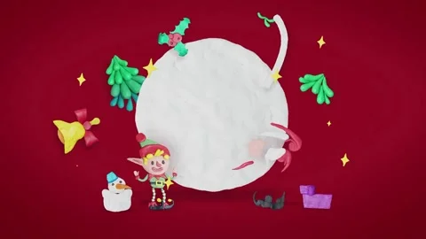 Red Background Christmas Theme Logo Opener Vídeo Stock 257554744