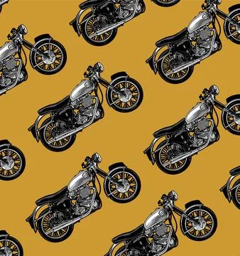 Red background classic motorcycle pattern Stock Illustration