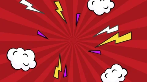 Red background with comics style lightning bolts seamless 4k video background Stock Footage 294167788
