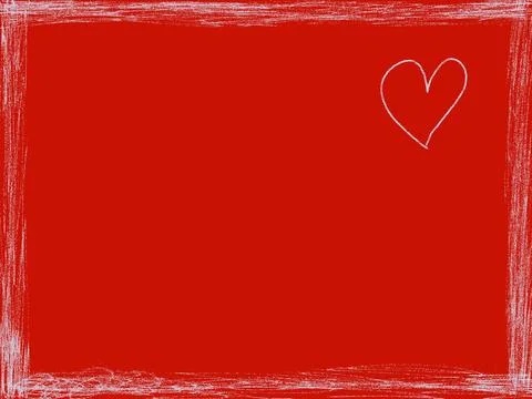 Red background with drawn heart Stock Illustration