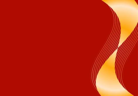 Red background with elegant abstract gold wave design on right side Stock Illustration