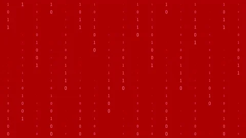 Red background with falling zeroes and ones	 Stock Footage 233600564
