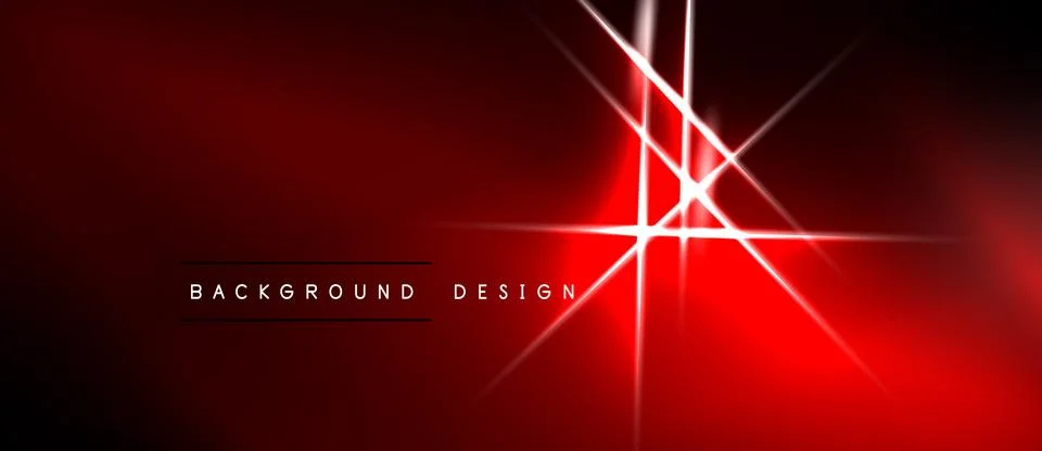 Red background features bright light flares radiating from central point. Tex 库存插图