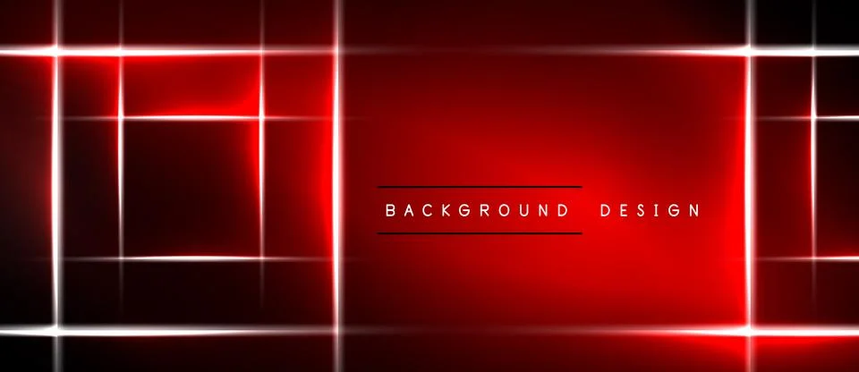 Red background features bright linear geometric shapes. White lines create Illustrazione stock
