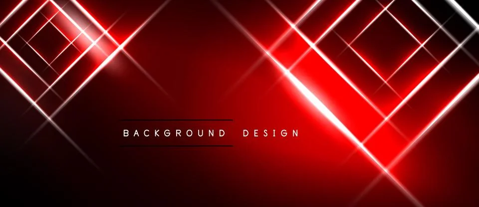 Red background features bright linear light effects. Geometric shapes create Stock Illustration