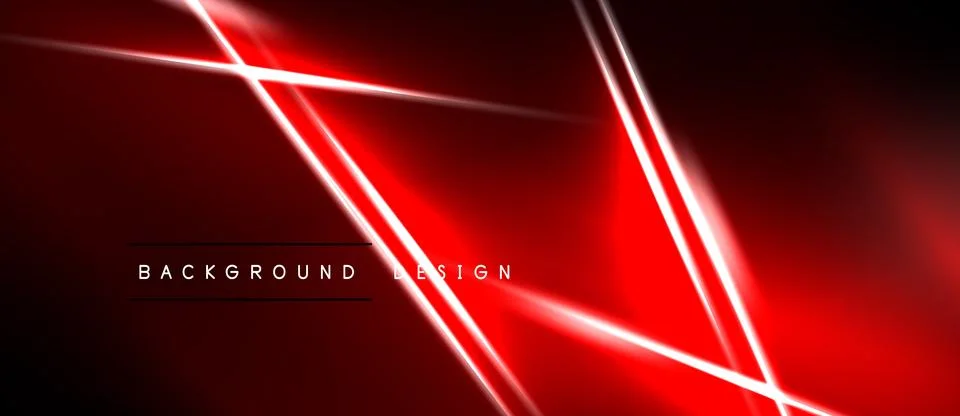 Red background features bright neon lines forming geometric shapes. Modern Stock Illustration
