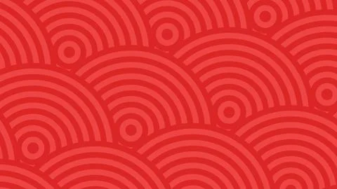 Red background featuring overlapping circular arc patterns in varying sizes,  Illustration