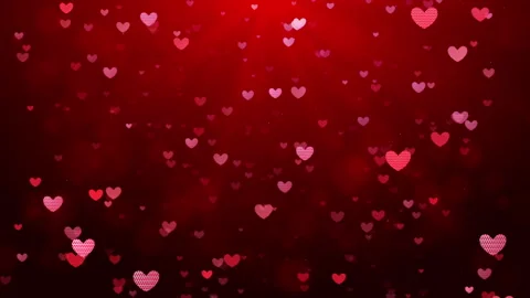 Red background with floating hearts and sparkles, ideal for Valentine's Day. Video stock 294287544