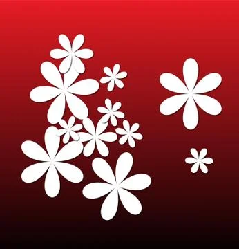 Red background with flowers for a design Stock Illustration