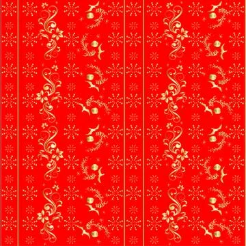 Red background with flowers Stock Illustration