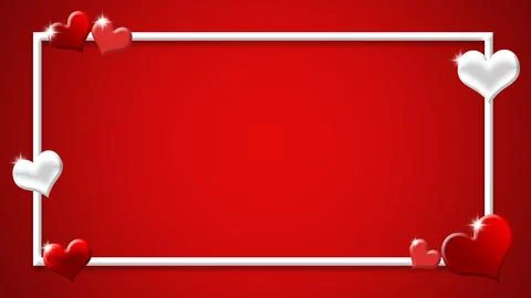 Red background with frame and love Stock Illustration