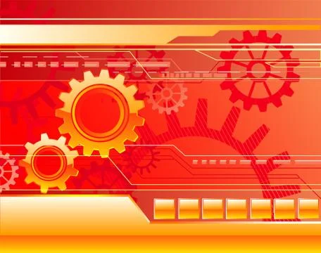 Red background with gears Stock Illustration