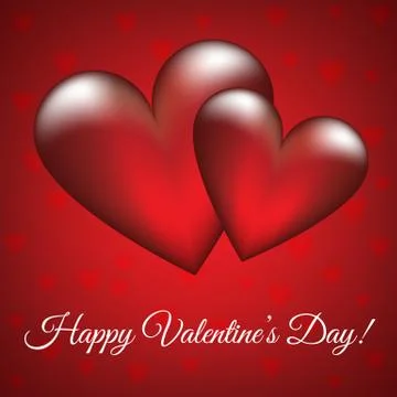 Red background with glass hearts Illustrazione stock