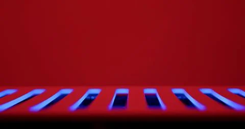 Red background with glowing blue ventilation slots Stock Photos