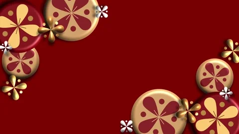 Red Background Gold Abstract Geometric Circular Pattern Corner Stock Footage 322956855