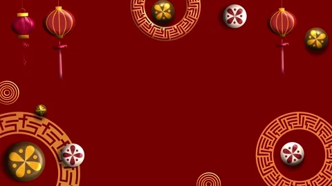 Red Background Gold Pattern Lantern Festive Border Elements Stock Footage 322957117