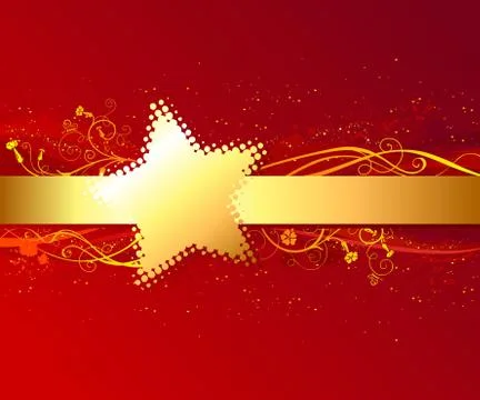 Red background with gold stripe. Stock Illustration