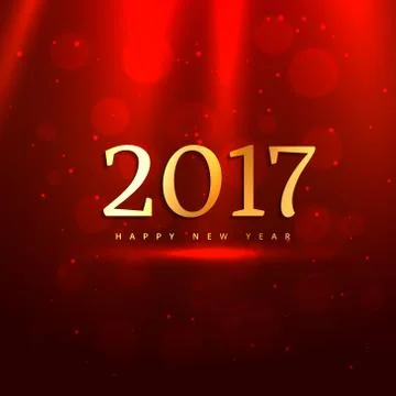 Red background with golden 2017 text Stock Illustration