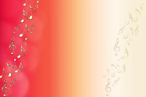 Red background with golden musical notes illustration Stock Illustration